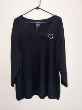 INC International Concepts Black 100% Cashmere blouse
